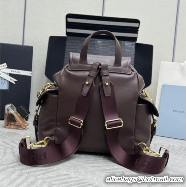 Best Product Prada Explore medium nappa leather backpack bag 1BZ080 Burgundy 2026