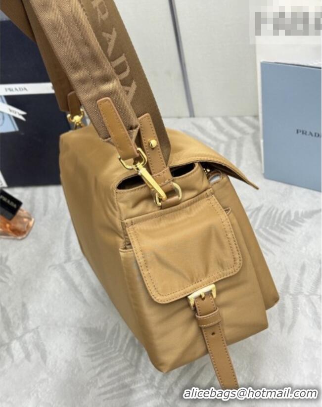 Promotional Prada Explore large Re-Nylon shoulder bag with flap 1BD391 Cork 2026