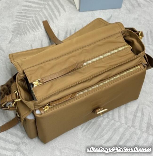 Promotional Prada Explore large Re-Nylon shoulder bag with flap 1BD391 Cork 2026