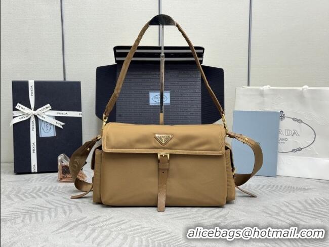 Promotional Prada Explore large Re-Nylon shoulder bag with flap 1BD391 Cork 2026