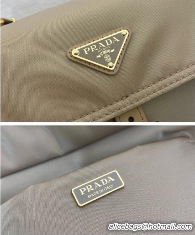 Best Grade Prada Explore large Re-Nylon shoulder bag with flap 1BD391 Light Beige 2026