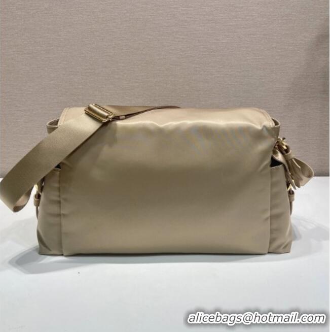 Best Grade Prada Explore large Re-Nylon shoulder bag with flap 1BD391 Light Beige 2026