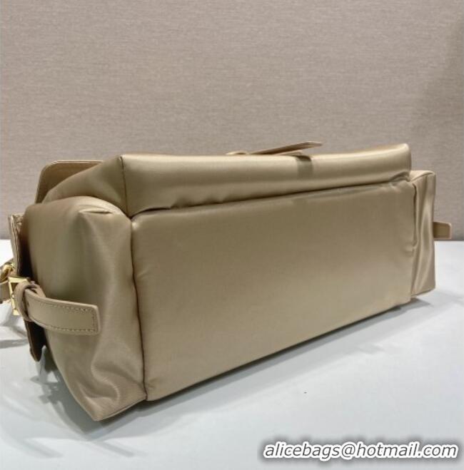 Best Grade Prada Explore large Re-Nylon shoulder bag with flap 1BD391 Light Beige 2026