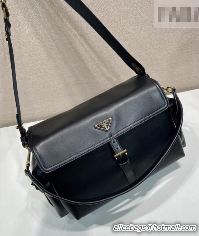 Modern Classic Prada Explore large nappa leather shoulder bag with flap 1BD391 Black 2026
