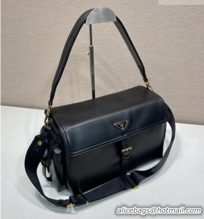 Modern Classic Prada Explore large nappa leather shoulder bag with flap 1BD391 Black 2026