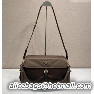 New Cheap Prada Explore large Re-Nylon shoulder bag with flap 1BD391 Sienna Brown 2026