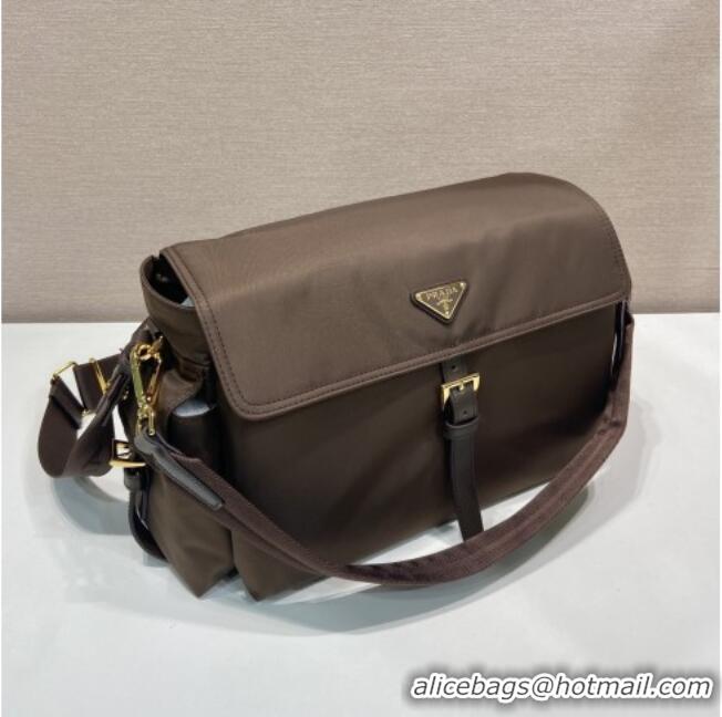 New Cheap Prada Explore large Re-Nylon shoulder bag with flap 1BD391 Sienna Brown 2026