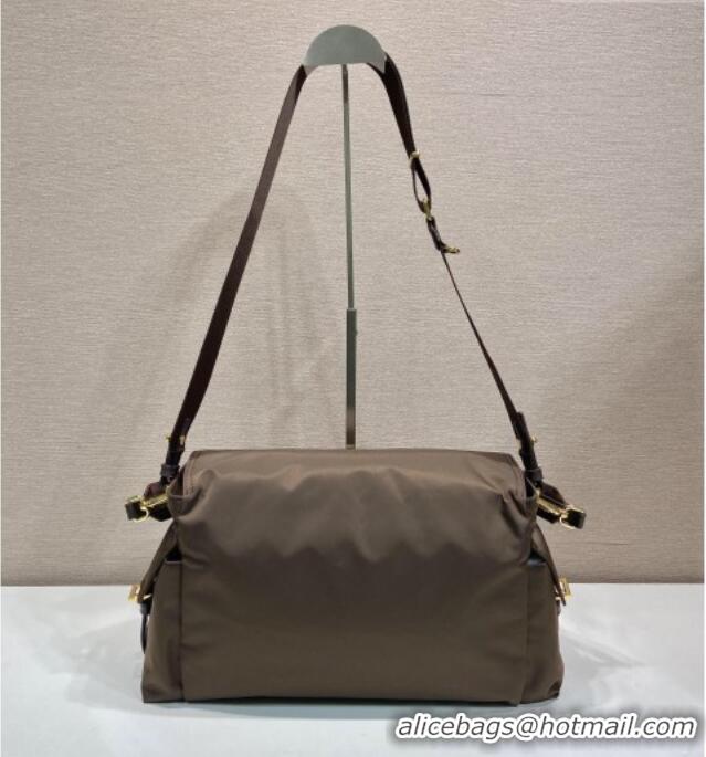 New Cheap Prada Explore large Re-Nylon shoulder bag with flap 1BD391 Sienna Brown 2026
