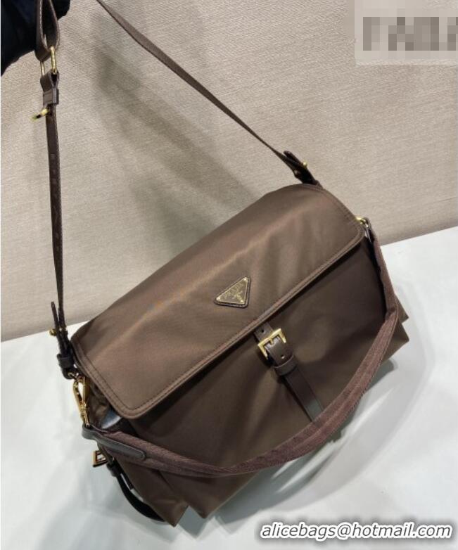 New Cheap Prada Explore large Re-Nylon shoulder bag with flap 1BD391 Sienna Brown 2026