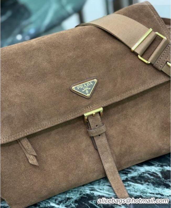 Market Sells Prada Explore large Suede shoulder bag with flap 1BD391 Brown 2026