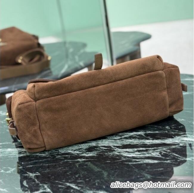Market Sells Prada Explore large Suede shoulder bag with flap 1BD391 Brown 2026