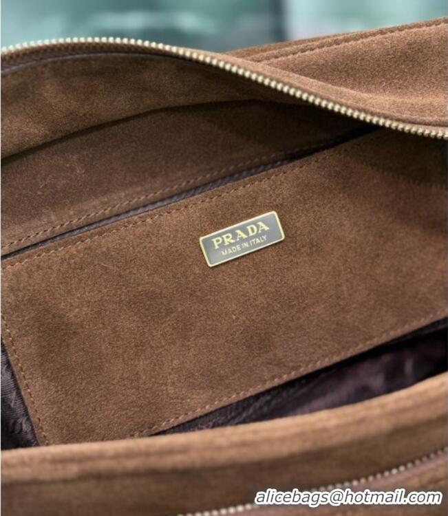 Market Sells Prada Explore large Suede shoulder bag with flap 1BD391 Brown 2026