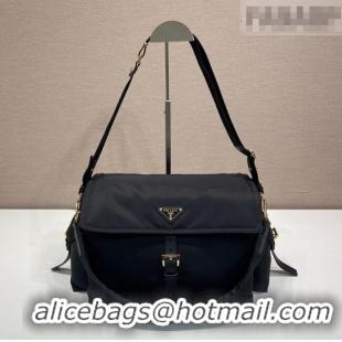 Good Product Prada Explore large Re-Nylon shoulder bag with flap 1BD391 Black 2025