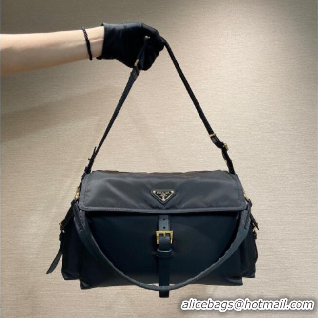 Good Product Prada Explore large Re-Nylon shoulder bag with flap 1BD391 Black 2025