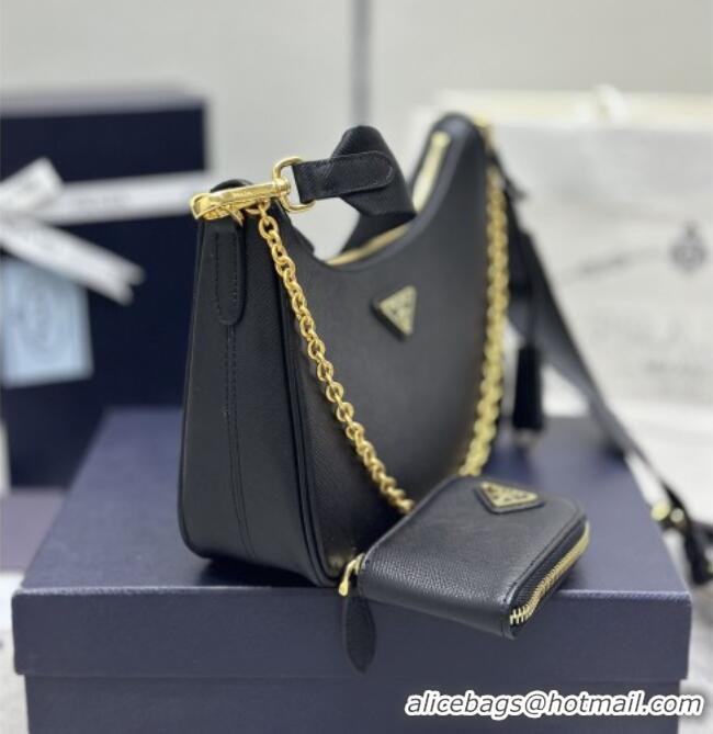Best Quality Prada Re-Edition 2005 Saffiano leather bag 1BH204 Black/Gold 2026