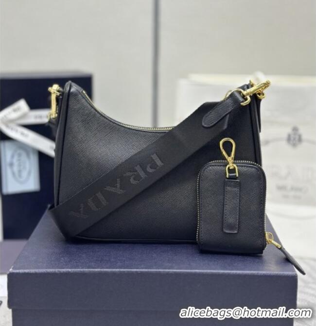 Best Quality Prada Re-Edition 2005 Saffiano leather bag 1BH204 Black/Gold 2026