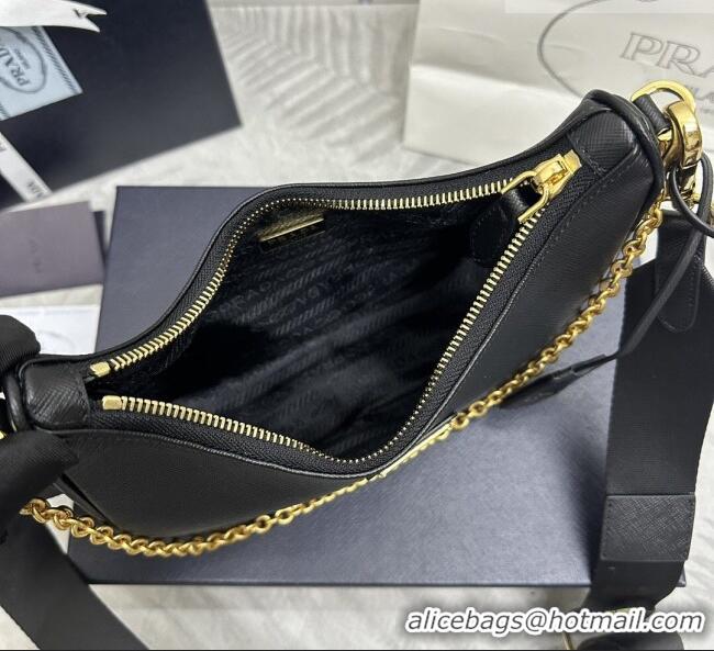 Best Quality Prada Re-Edition 2005 Saffiano leather bag 1BH204 Black/Gold 2026