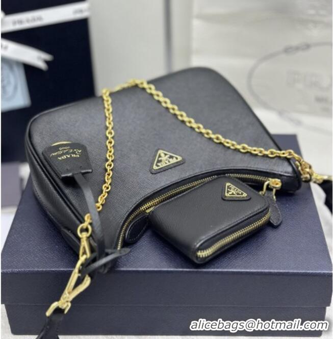 Best Quality Prada Re-Edition 2005 Saffiano leather bag 1BH204 Black/Gold 2026