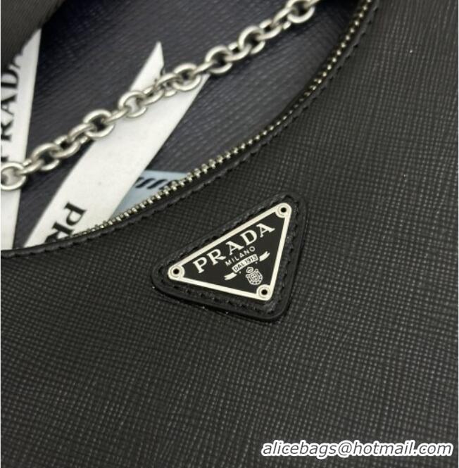 Top Design Prada Re-Edition 2005 Saffiano leather bag 1BH204 Black/Silver 2026