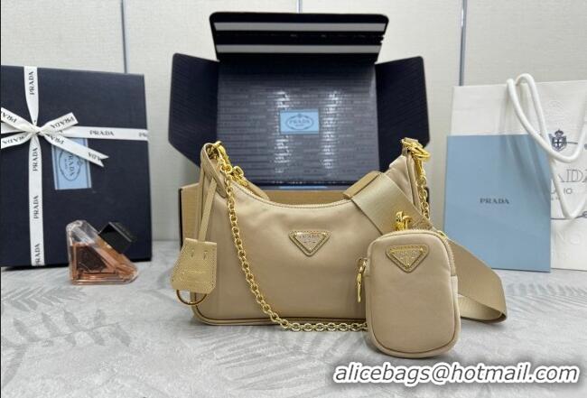 Luxury Cheap Prada Re-Edition 2005 Re-Nylon Bag 1BH204 Apricot 2026