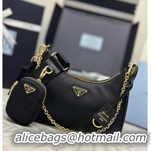 Famous Brand Prada Re-Edition 2005 Re-Nylon Bag 1BH204 Black/Gold 2026