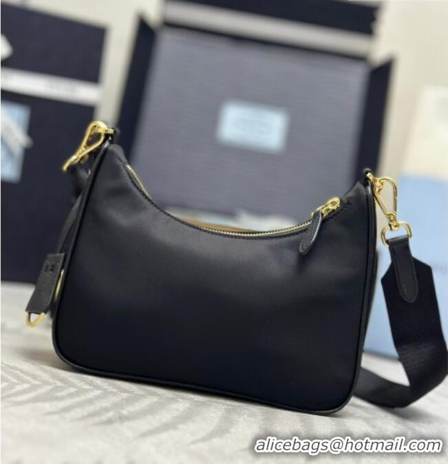 Famous Brand Prada Re-Edition 2005 Re-Nylon Bag 1BH204 Black/Gold 2026