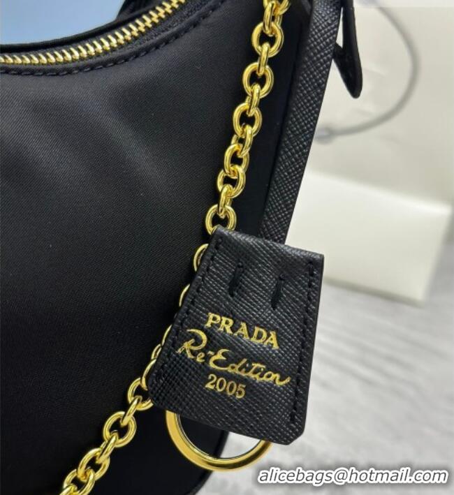 Famous Brand Prada Re-Edition 2005 Re-Nylon Bag 1BH204 Black/Gold 2026