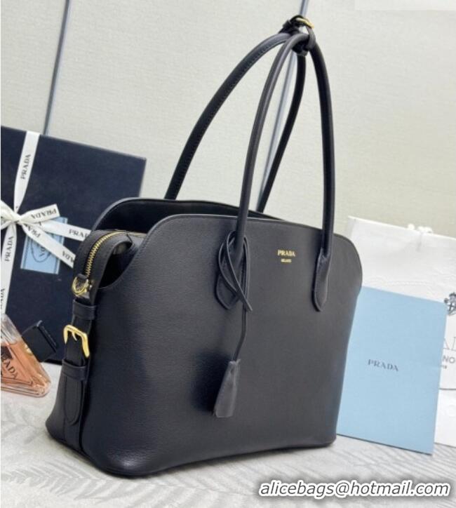 Grade Cheapest Prada Large leather tote bag 1BG600 Black 2026
