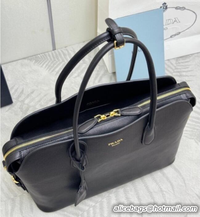Grade Cheapest Prada Large leather tote bag 1BG600 Black 2026