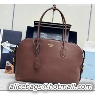 Top Grade Prada Large leather tote bag 1BG600 Cocoa Brown 2026