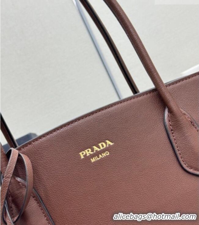 Top Grade Prada Large leather tote bag 1BG600 Cocoa Brown 2026