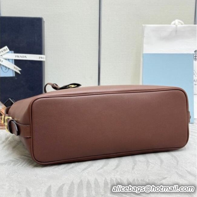 Top Grade Prada Large leather tote bag 1BG600 Cocoa Brown 2026