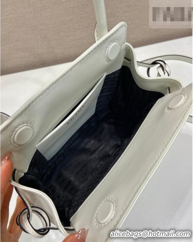 Luxury Classic Prada Carry mini leather handbag 1BA496 White 2026