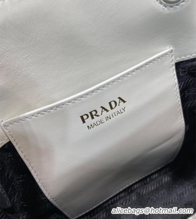 Luxury Classic Prada Carry mini leather handbag 1BA496 White 2026