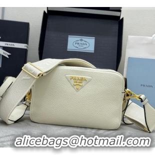 Luxury Discount Prada Small leather shoulder bag 1BH082 White 2026