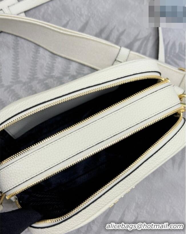 Luxury Discount Prada Small leather shoulder bag 1BH082 White 2026