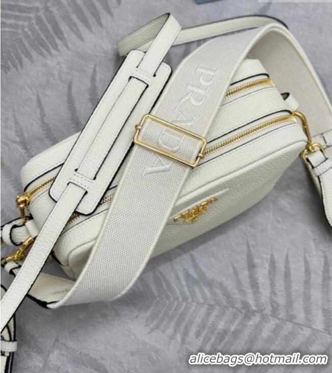 Luxury Discount Prada Small leather shoulder bag 1BH082 White 2026