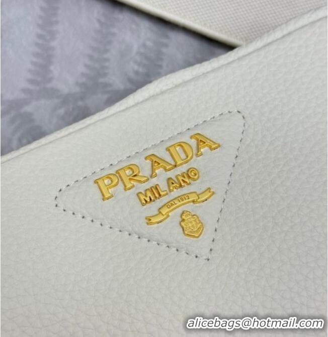 Luxury Discount Prada Small leather shoulder bag 1BH082 White 2026
