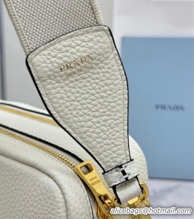 Luxury Discount Prada Small leather shoulder bag 1BH082 White 2026