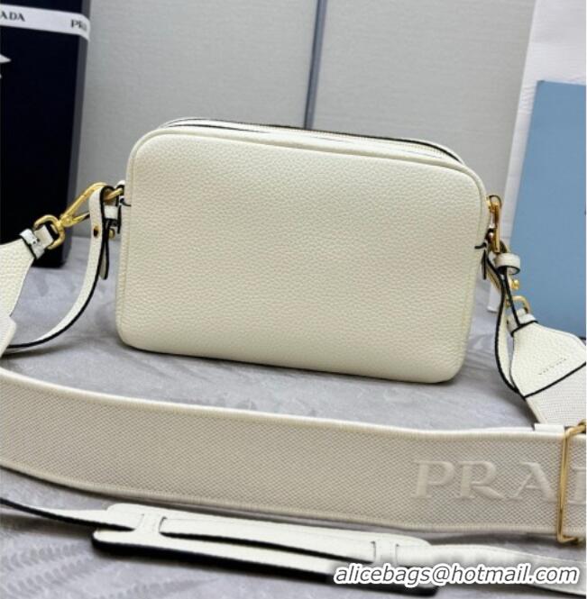 Luxury Discount Prada Small leather shoulder bag 1BH082 White 2026