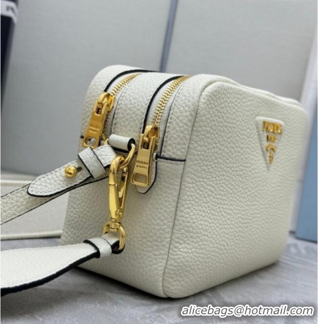 Luxury Discount Prada Small leather shoulder bag 1BH082 White 2026
