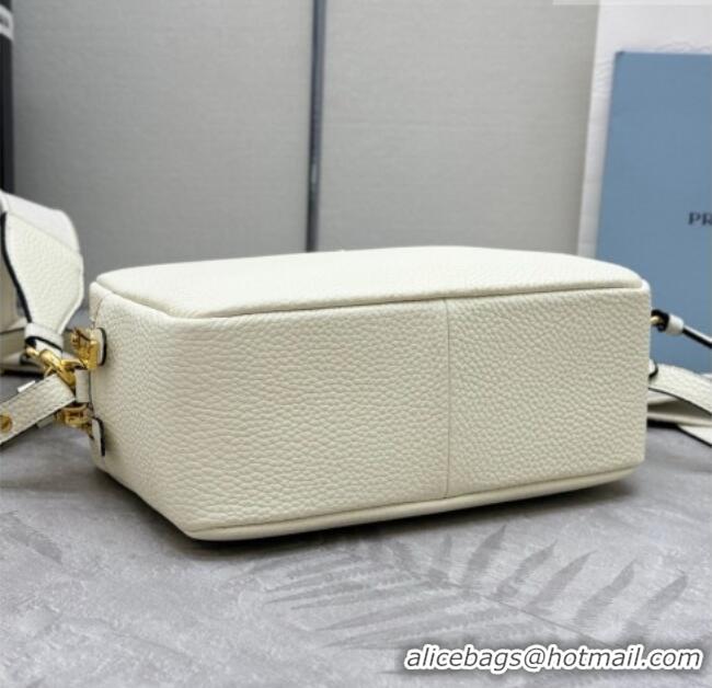 Luxury Discount Prada Small leather shoulder bag 1BH082 White 2026