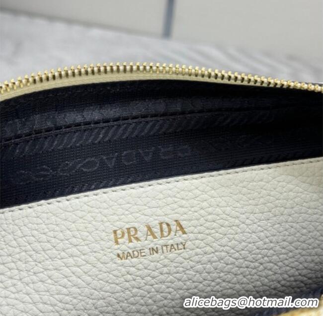Luxury Discount Prada Small leather shoulder bag 1BH082 White 2026