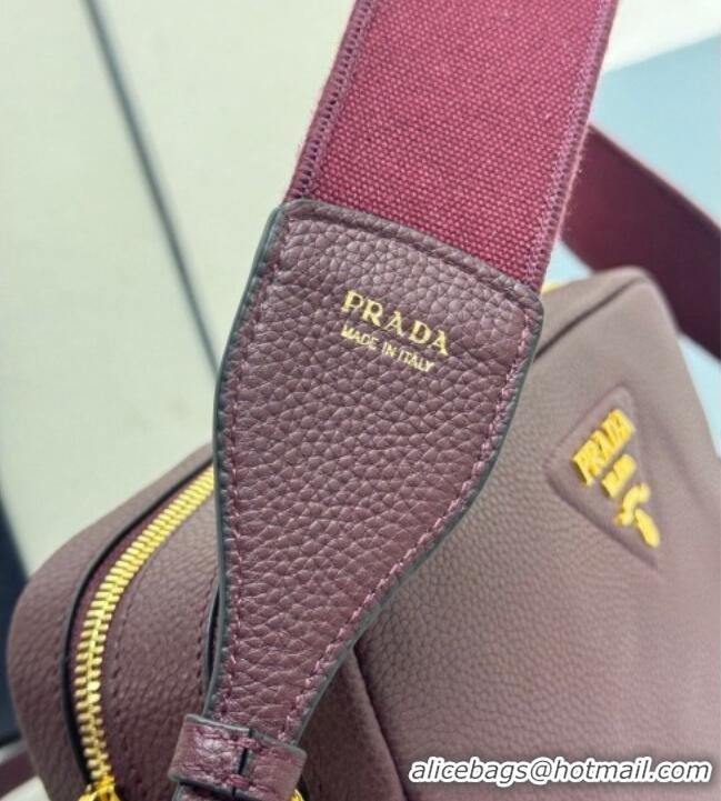 Modern Classic Prada Small leather shoulder bag 1BH082 Burgundy 2026