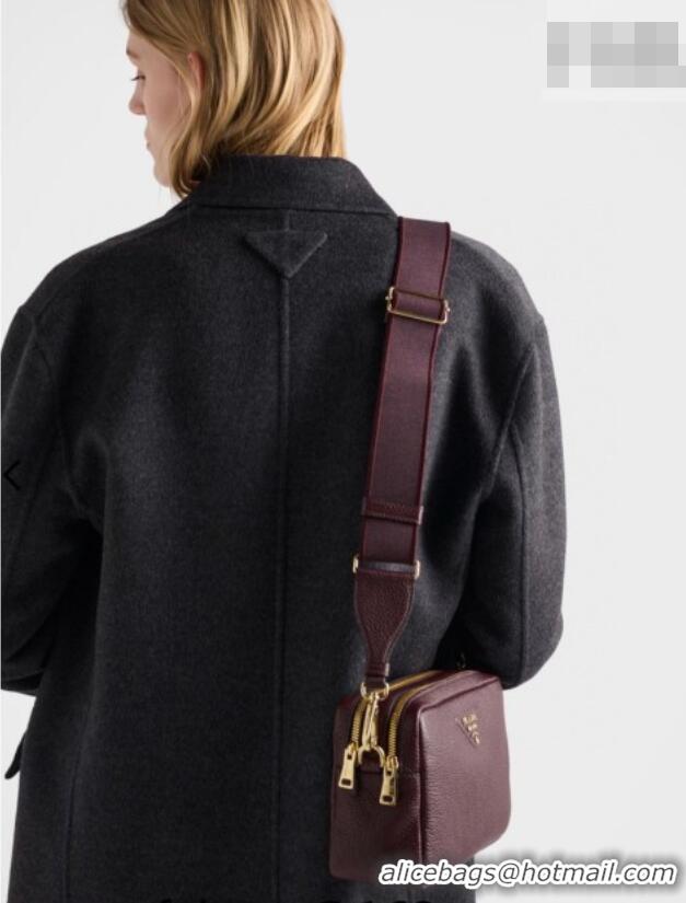Modern Classic Prada Small leather shoulder bag 1BH082 Burgundy 2026