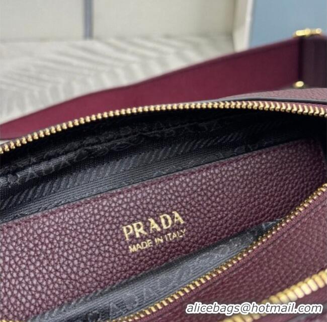 Modern Classic Prada Small leather shoulder bag 1BH082 Burgundy 2026