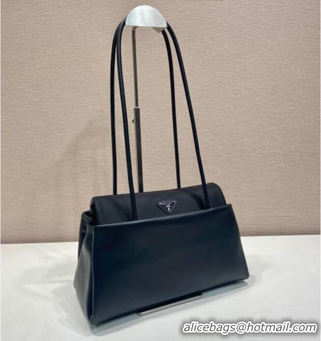 Well Crafted Prada Passage medium leather bag with Re-Nylon flap 1BA495 Black 2026