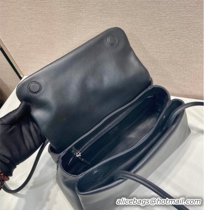 Well Crafted Prada Passage medium leather bag with Re-Nylon flap 1BA495 Black 2026