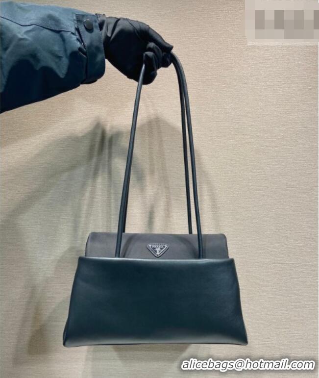 Well Crafted Prada Passage medium leather bag with Re-Nylon flap 1BA495 Black 2026