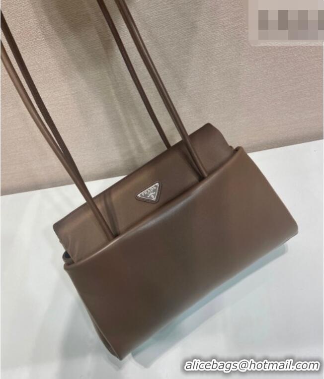 Cheap Discount Prada Passage medium leather bag with Re-Nylon flap 1BA495 Coffee Brown 2026